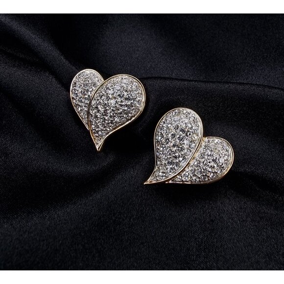Vintage Swarovski Crystal Heart Clip-On Earrings - Picture 3 of 5